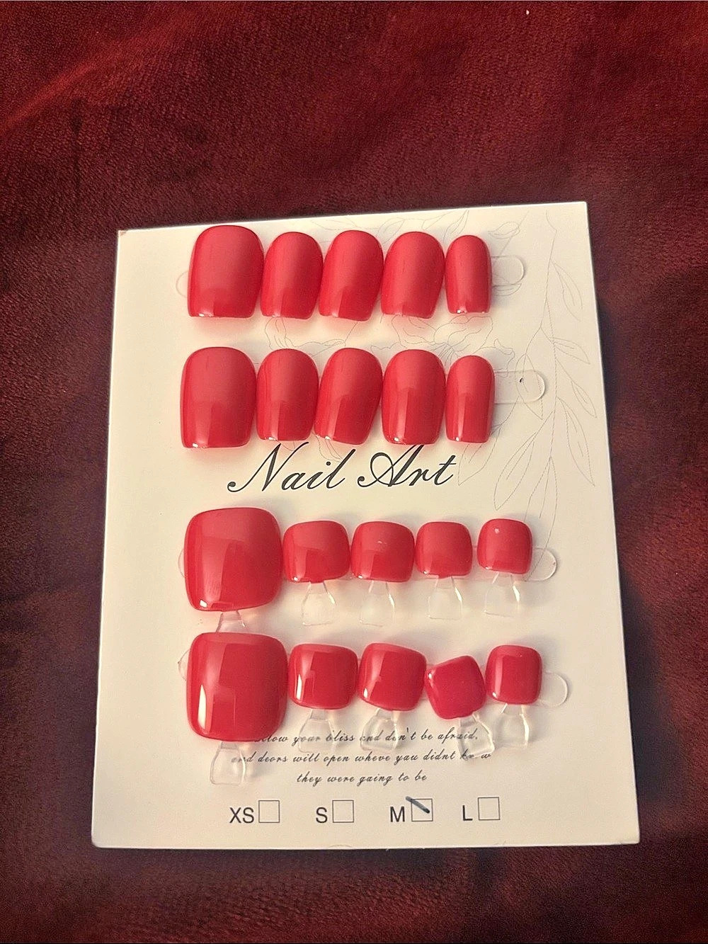 Red Press-On Nail Set Medium